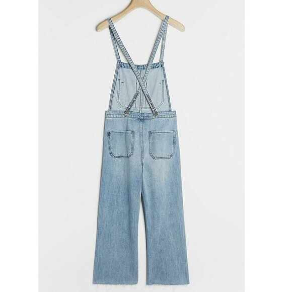Joes Jeans Overalls Large Wide Leg Crop Womens Blue Denim Faded Anthropologie - Picture 5 of 6